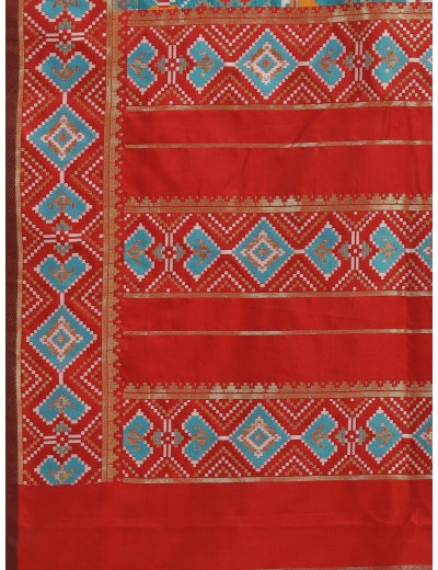 KAPAAHA Woven Figure Patola Saree (Firozi)